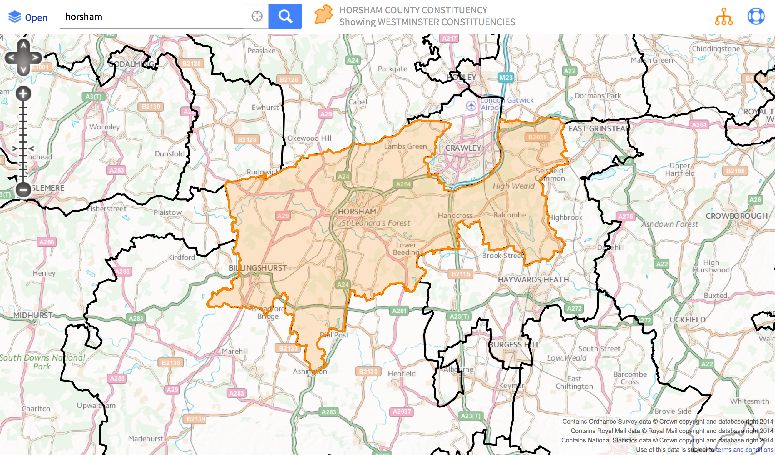 Horsham constituency OS map